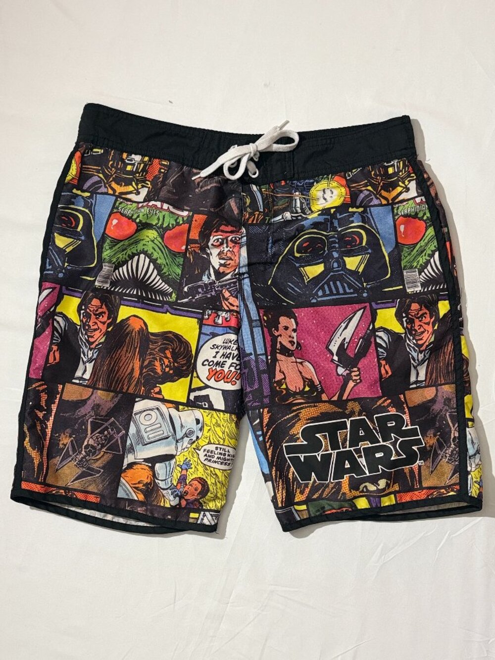 Star Wars Comic Book Print Swim Trunks Men's Medium Multicolor Board Shorts